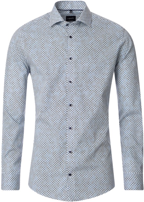 Chemise VENTI Modern Fit - popeline - motif bleu - Repassage facile - Col : 46