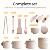 Houten Sensory accessories - Houten Bak - Sensory Play - Kinetic zand - Open einde spel - Montessori Speelgoed - 16 delig