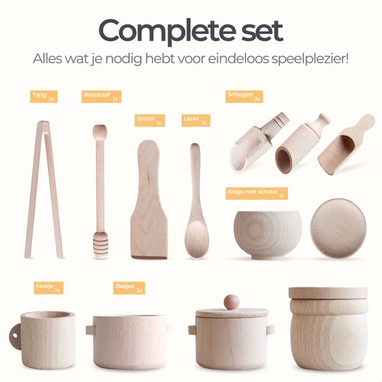 Houten Sensory Bak 16-delig