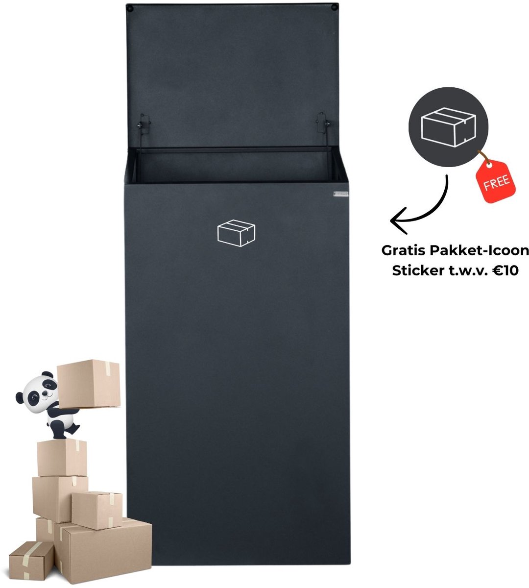 Vrijstaande Pakketbrievenbus - GRATIS sticker - PakketPanda - XXXL - Pakketbox - Deur achterkant - Achteruitname