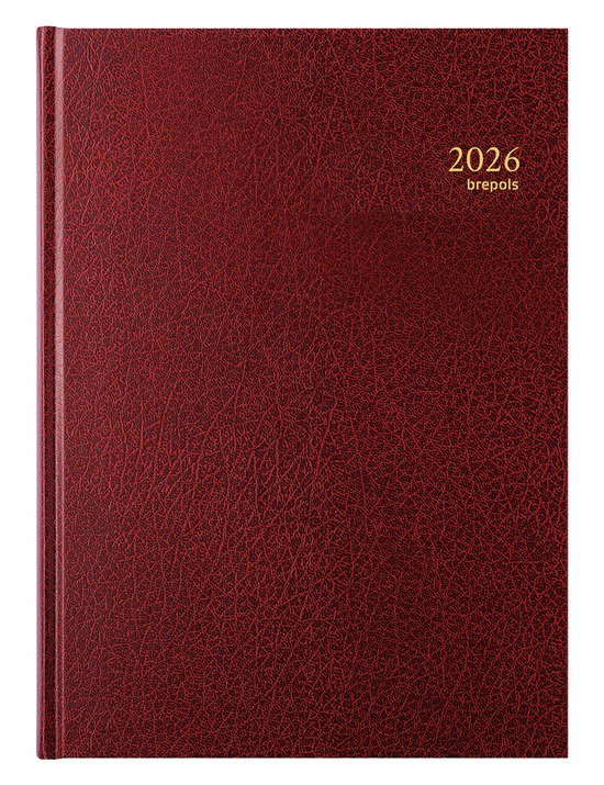 Brepols bureau agenda 2026 - BREMAX 1 [0.001] - SANTEX - Bureau agenda - 1 dag op 1 pagina - Dagoverzicht - Bordeaux - 21 x 29 cm