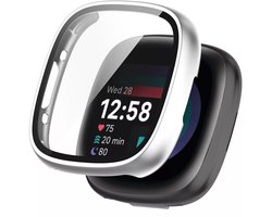 Strap-it Hard case hoesje met ingebouwde screen protector - geschikt voor de Fitbit Versa 4 en Fitbit Sense 2 (zilver)