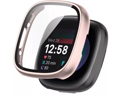 Strap-it Hard case hoesje met ingebouwde screen protector - geschikt voor de Fitbit Versa 4 en Fitbit Sense 2 (rosé roze)