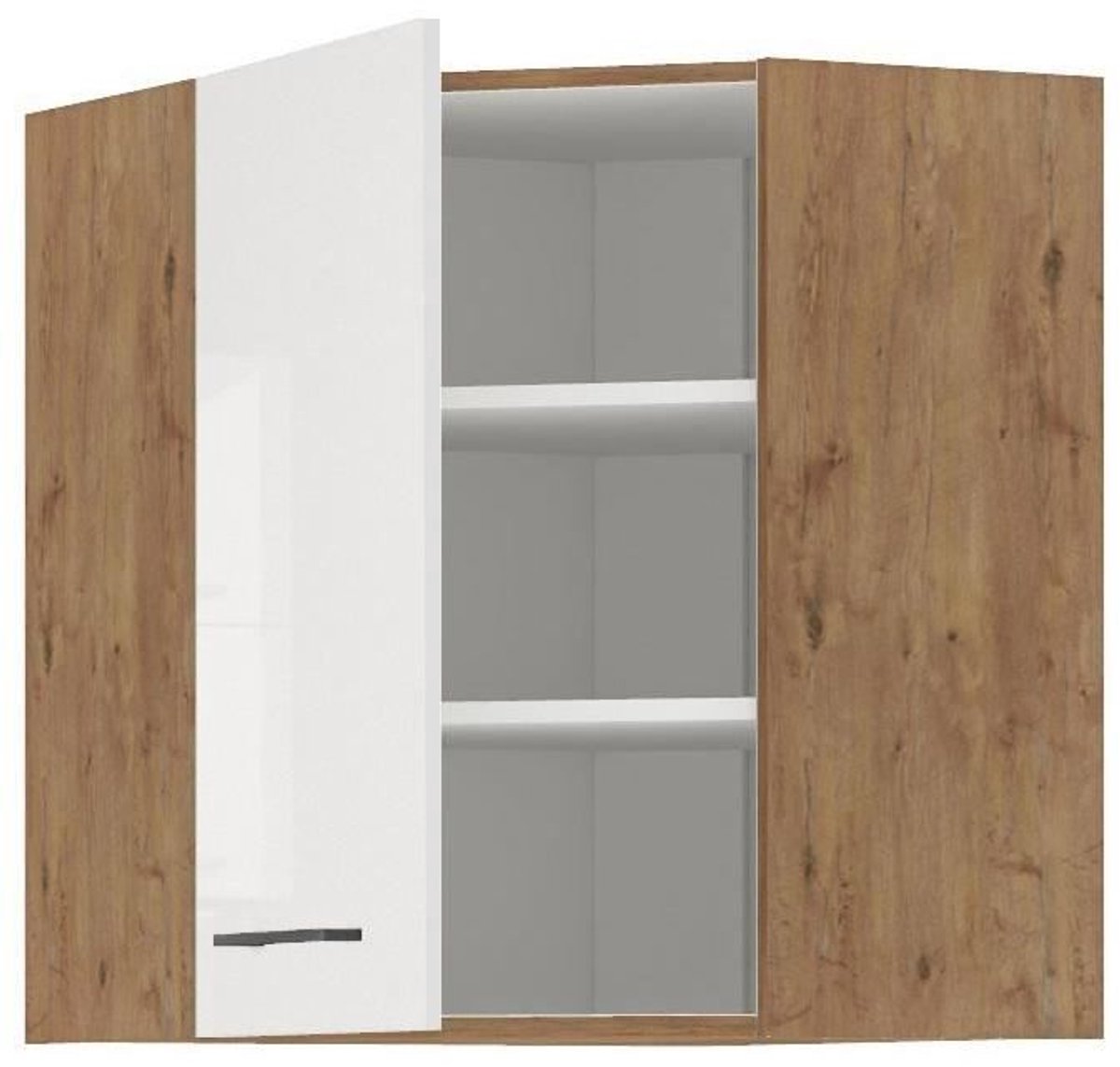 ROCK - Hoekkast - Lancelot eiken en glanzend witte melamine - 58 x 58 cm