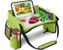 Premium Reistafel Voor Auto met Tekentafel & Tablethouder - Autostoel Organizer -Speeltafel - Whiteboard - Groen