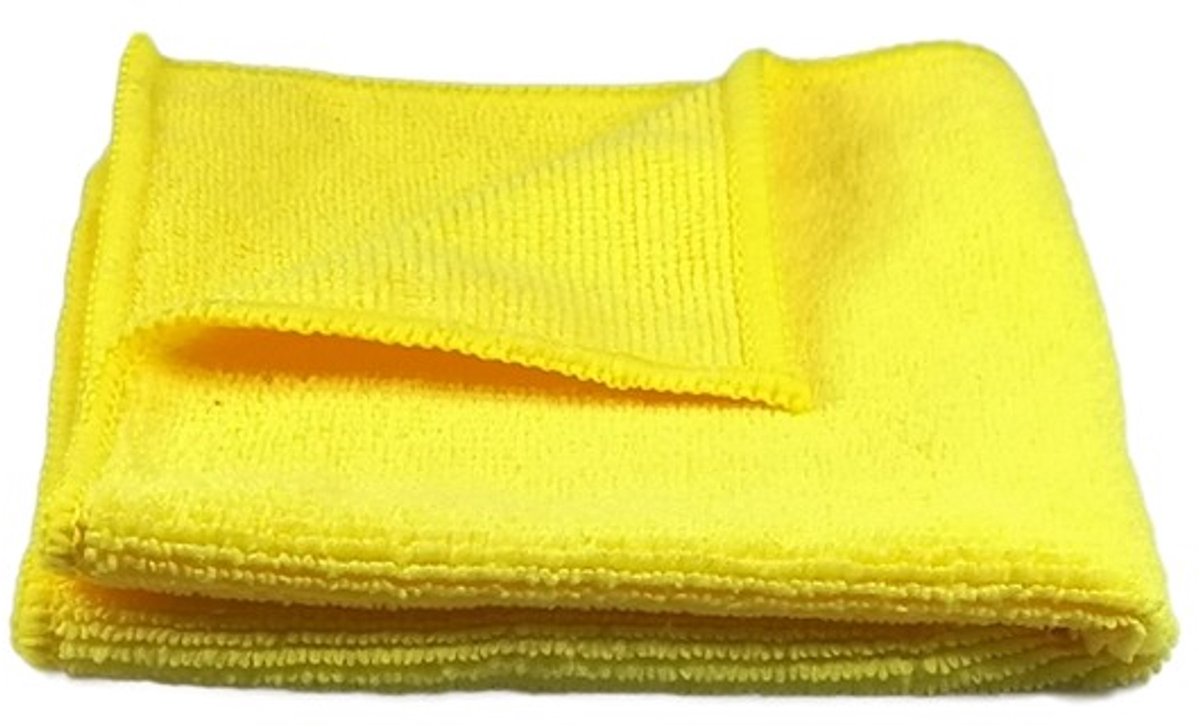 Microvezeldoek geel 40x40 cm, 350 GSM, zware kwaliteit en krachtige, goed absorberende doeken voor schoonmaak auto, keukens, badkamers en andere oppervlaktes