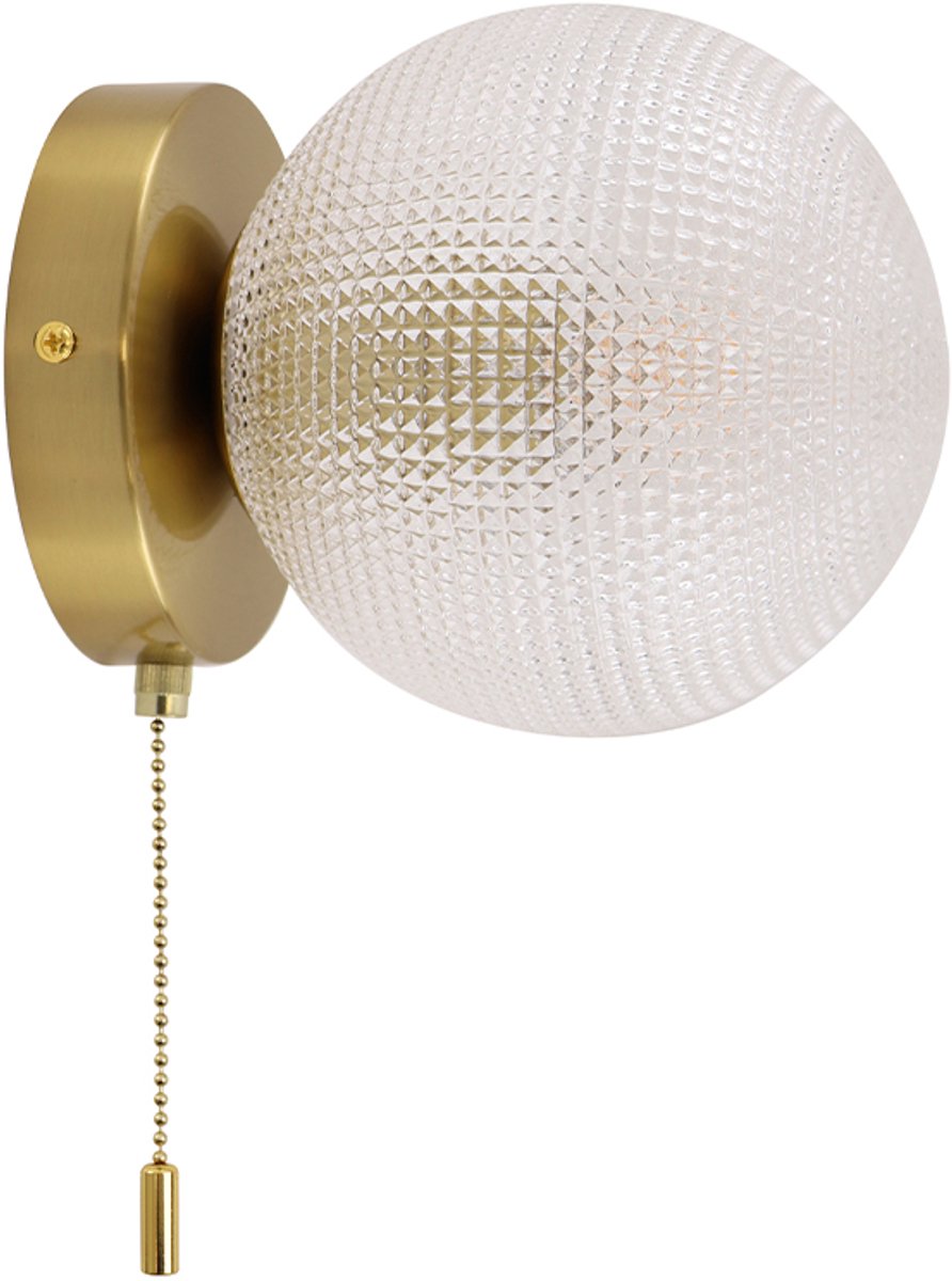 Olucia - JOHNSON - Wandlamp - Transparant / Messing - Vorm: Rond