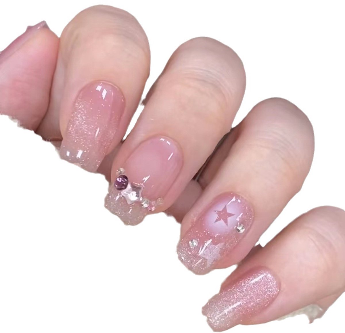 verymeet-24Plaknagels-Press On Nails -delicate & comfartable-Ster- en maanstijl