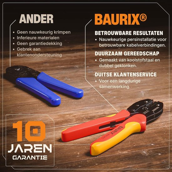 BAURIX® Krimptang Zeskant met Set 2000 Adereindhulzen - [0,25-6mm²