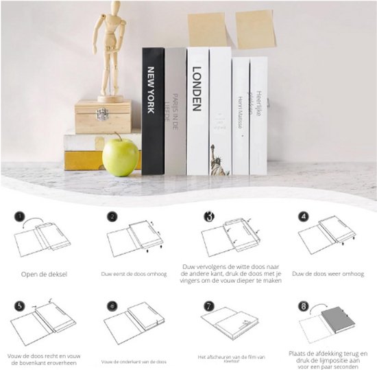 Decoratieve kunstboeken, set van 3 opvouwbare decoratieboeken voor interieur, decoratief boek, decoratie voor plank, salontafel, woondecoratie (thuis