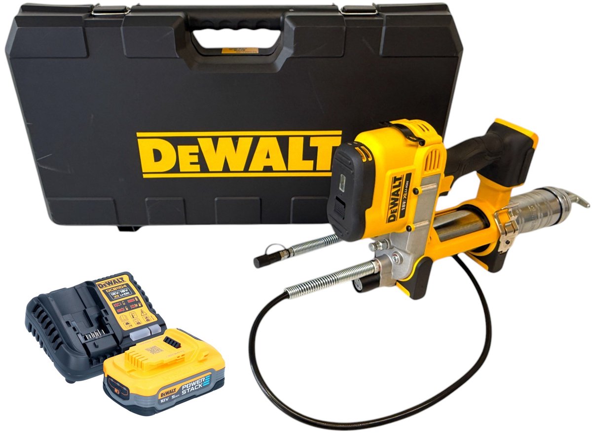 DeWalt DCGG 571 H1K accu vetspuit 18 V + 1x Powerstack accu 5.0 Ah + lader
