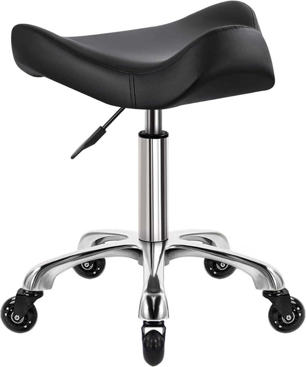ApexArte® Zadelkruk op Wielen - Kapperskruk Ergonomisch - Tabouret