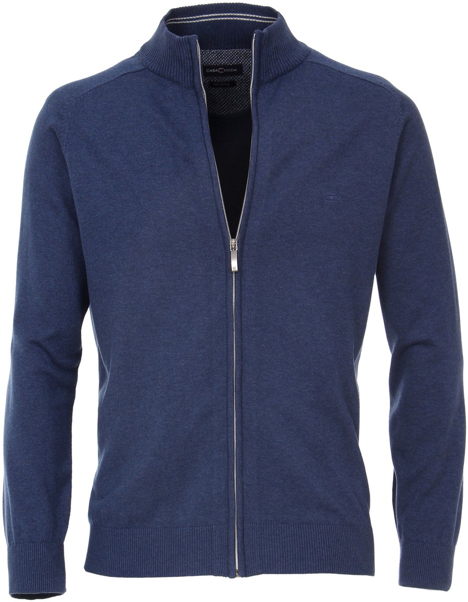 Casa Moda heren vest katoen - blauw (met rits)