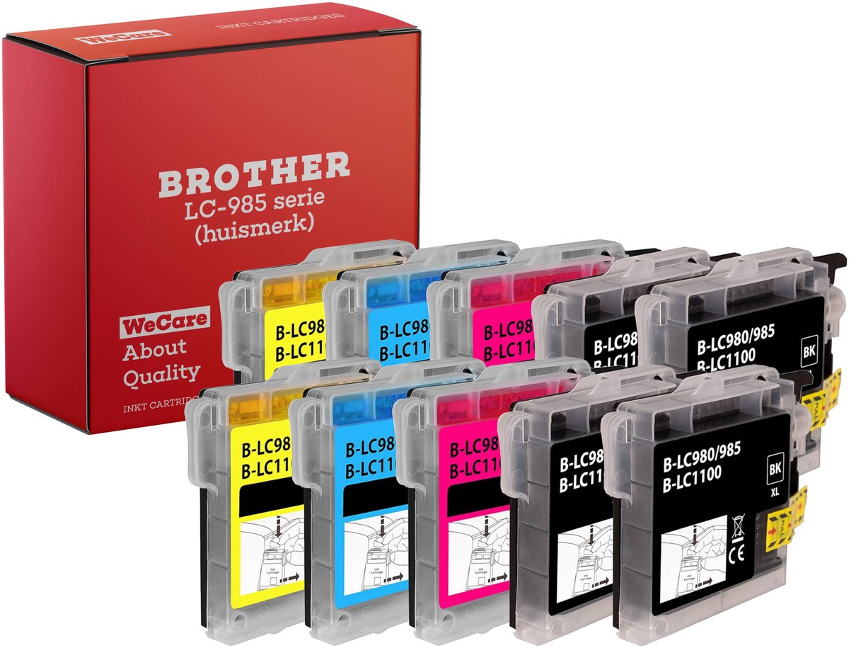 Image of 10-pack | Geschikt voor Brother LC985 XL Inktcartridges - 4x Zwart - 2x C, M & Y - Geschikt voor MFC/DCP J125 - J140W - J315W - J515W -J220 - J265W - J410 - J415W
