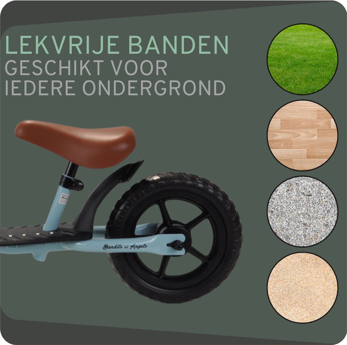Bandits & Angels Metalen Loopfiets Starter Blauw met Voetenplank vanaf 2 Jaar - Limited Edition - Vintage Blauwe Loop Fiets - Verstelbaar Zadel 29 tot 39 cm - Voor Jongens en Meisjes - Compact en Veilig - Lage Instap met Voetenplank — afbeelding 3