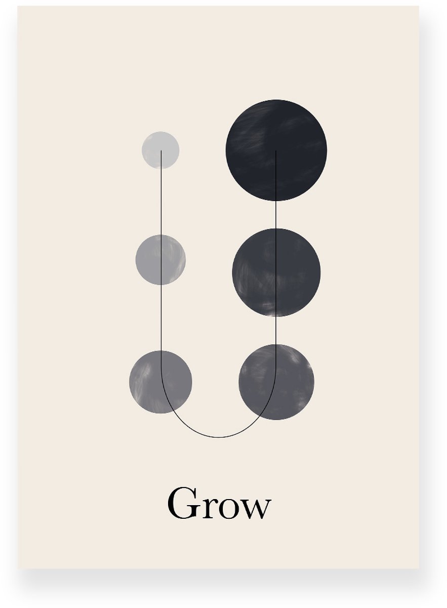 Yisual Poster 50x70 cm - Grow - Beige - Grijs - Minimalistisch - Japandi - Muurdecoratie - Wanddecoratie