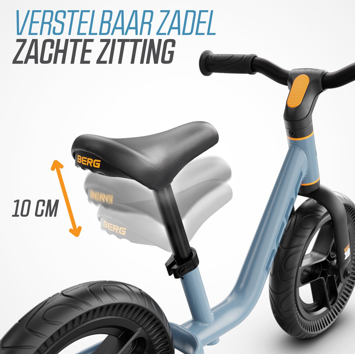 BERG MOOV10 Loopfiets - 2+ jaar - 10 inch - Lichtgewicht - Anti-lek EVA Banden - Verstelbaar Stuur en Zadel - Blauw — afbeelding 8
