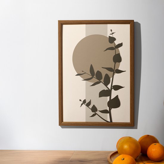Poster 20x30 cm - Eucalyptus - Plant - Bruin - Beige - Minimalistisch - Japandi Muurdecoratie - Wanddecoratie