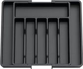Ceruzo Verstelbare Bestekbak - Uitschuifbaar van 6 tot 8 Vaks - 33-57 x 38 x 5.5 cm - Organiser -Zwart