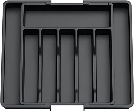 Ceruzo Bestekbak Ajustable - Extensible de 6 à 8 Compartiments - 33-57 x 38 x 5,5 cm - Organisateur - Zwart