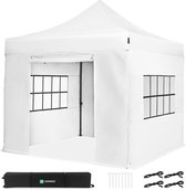 VONROC Easy-Up Partytent – 3x3 m - Premium easy-up Partytent - Set incl. Zijwanden - Modulair Ontwerp – Opvouwbaar – Waterdicht – Stalen Frame - 50+ UV Bescherming - Incl. Opbergtas - Wit