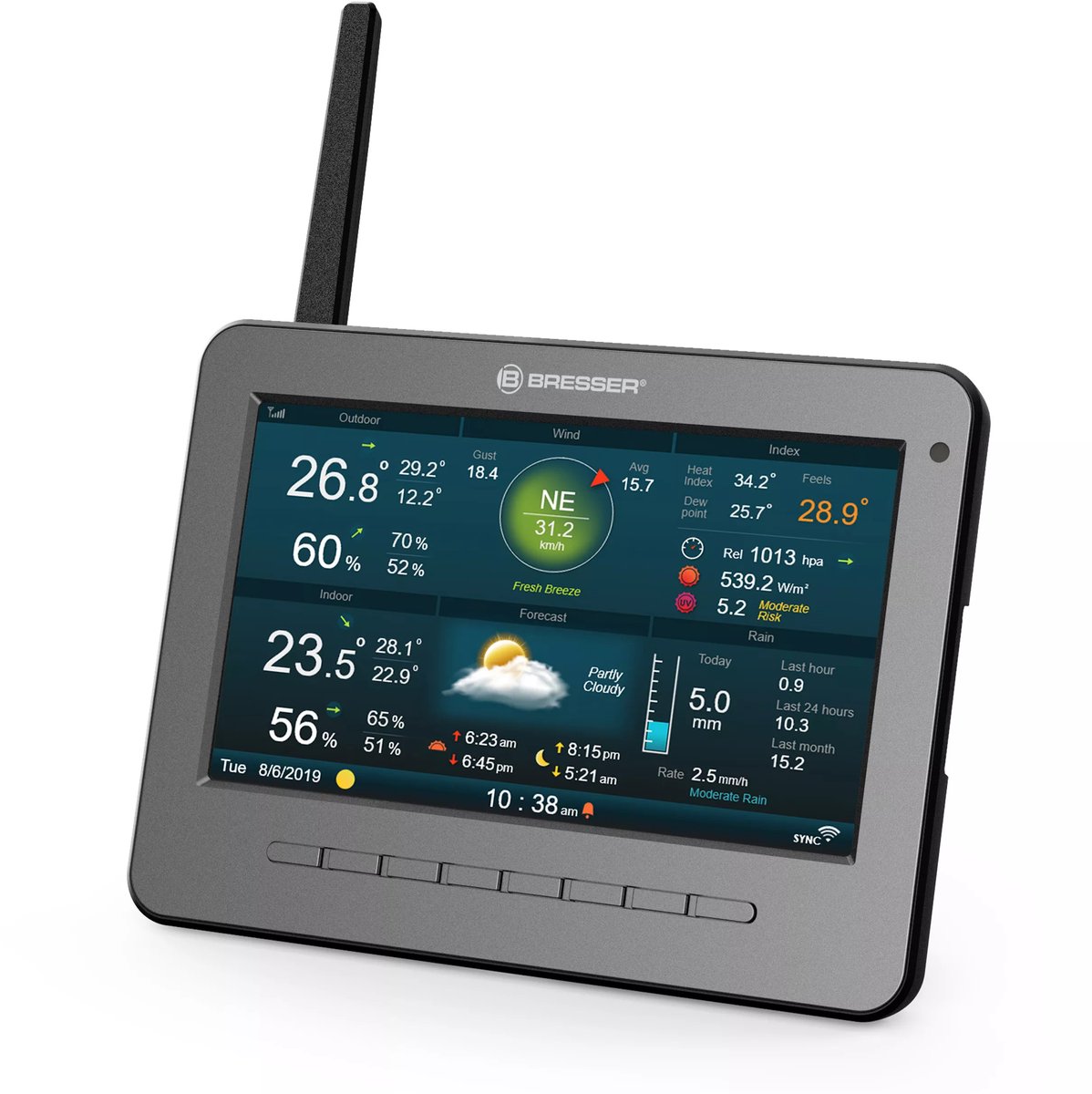 Bresser Weerstation - Extra / vervangend Basisstation - Compatibel met 7003500 - Excl. Buitensensor