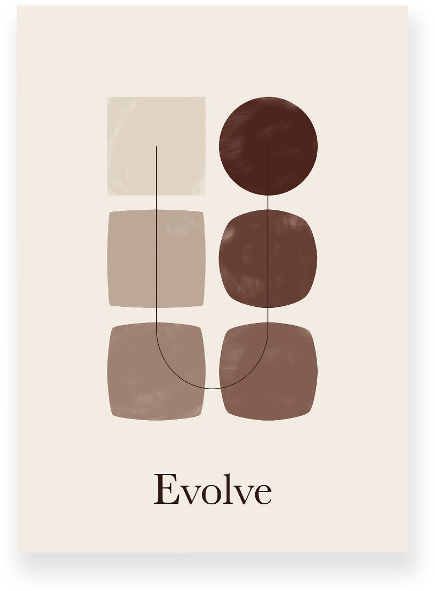 Yisual Poster 30x40 cm - Evolve - Beige - Bruin - Minimalistisch - Japandi - Muurdecoratie - Wanddecoratie