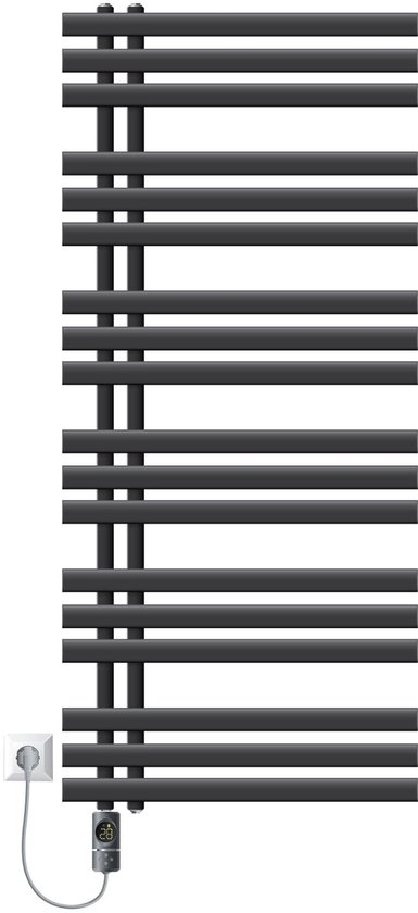 ELEGANT Badkamerradiator centrale aansluiting 1800x400mm met antraciet multiblok thermostaat handdoekradiator handdoekdroger handdoekverwarmer handdoekwarmer