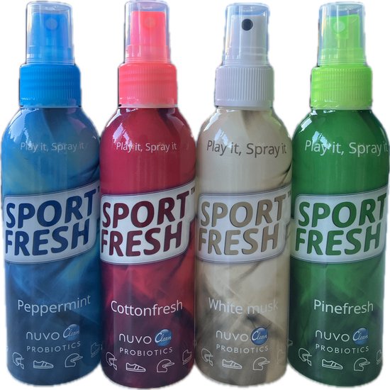 nuvoClean Sportfresh - Pepermunt - probioticaspray tegen zweetgeur - voor schoenen - handschoenen - beschermers en helmen.