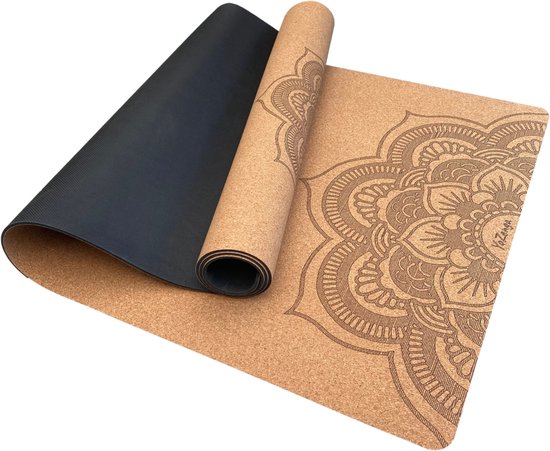 YoZenga Mandala Bloom Yoga Mat | Premium Natuurlijk Kurk | Antislip & Schokabsorptie | Inclusief Draagriem | Duurzaam & Eco-vriendelijk