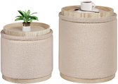 Dutchers® Poef met Opbergruimte - 2 stuks - Beige - Teddy Opbergpoef met Zachte Stof - Teddystof - Creëer een knus Zitplekje - Combineer Gemak, Elegantie & Opslag