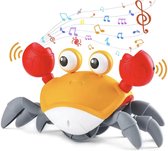 Lopende & Dansende Krab - Walking Crab - Bewegend Speelgoed - Baby - Toy - Peuter - Motoriek Speelgoed - Fijne Motoriek - Batterijen versie - Hondenspeelgoed - Hondenspeeltjes - Montessori Speelgoed - Crawling Crab - Bekend van TikTok - Oranje