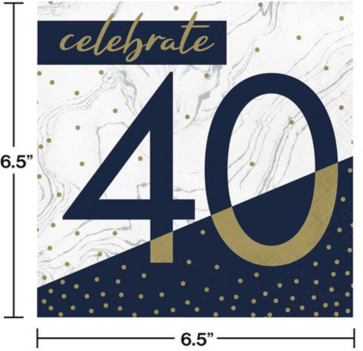 Servetten - celebrate 40 - navy & gold - 16 stuks - 33x33cm
