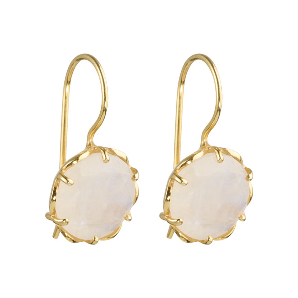 I'M ME JEWELLERY - flowercups oorbellen met maansteen - 24 karaats vermeil goud