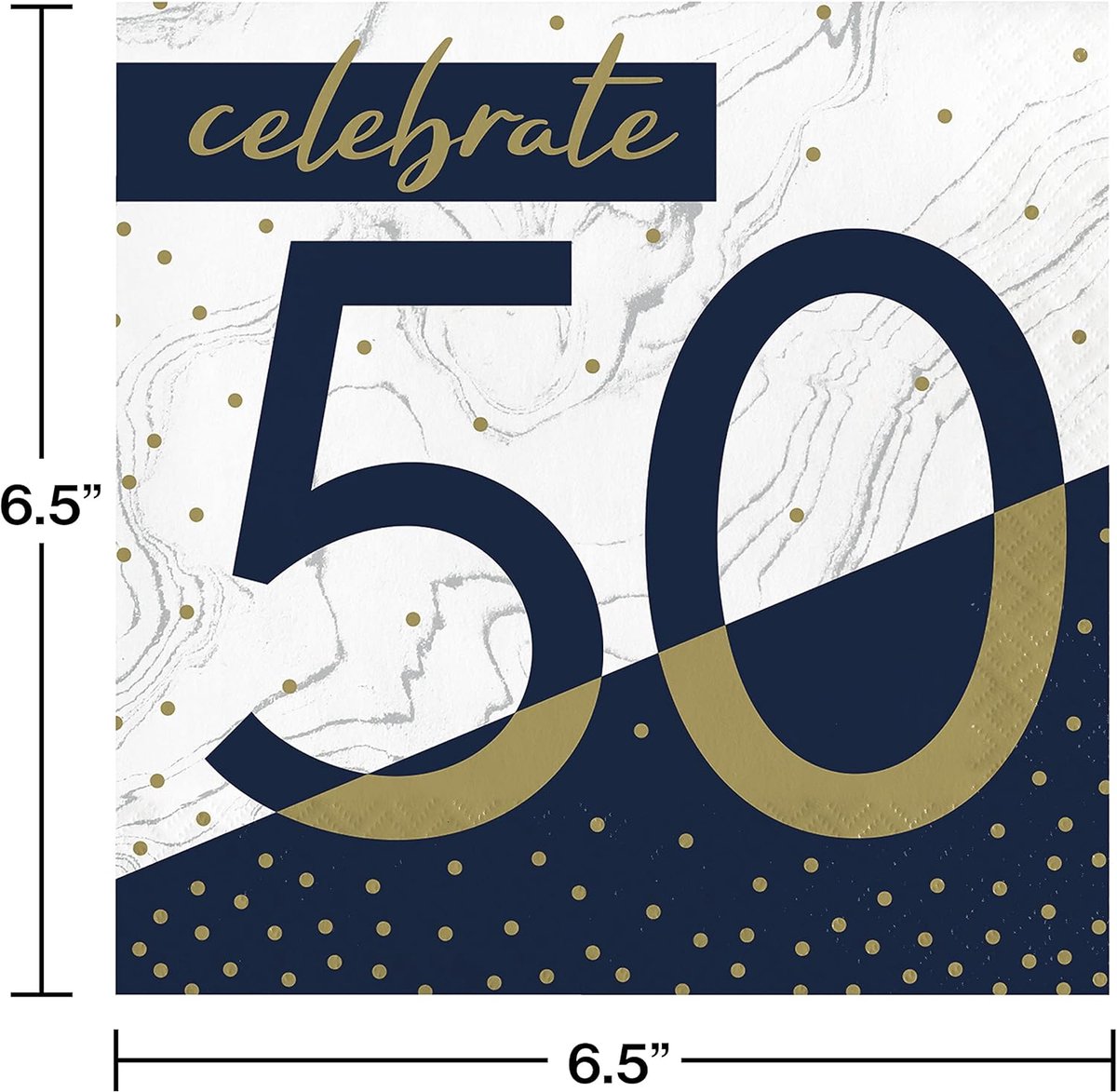 Servetten - celebrate 50 - navy&gold - 16 stuks - 30x30cm