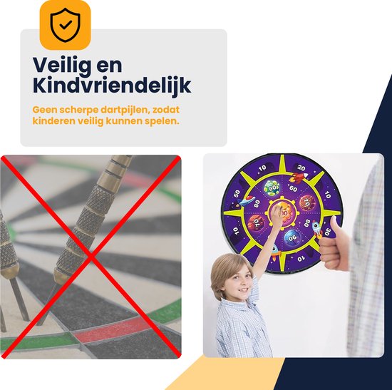 MIRO® Dartbord Voor Kinderen- Dartspel - Klittenband - Speelgoed Voor Kinderen - Complete Set - Shooting Game - Kindvriendelijk van MIRO® — afbeelding 2