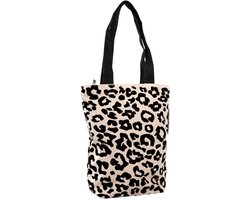 Tote Bag met ritssluiting - Baby Luipaard Black - Duurzaam - Gemaakt van gerecycled bedlinnen - Cadeau voor vrouw