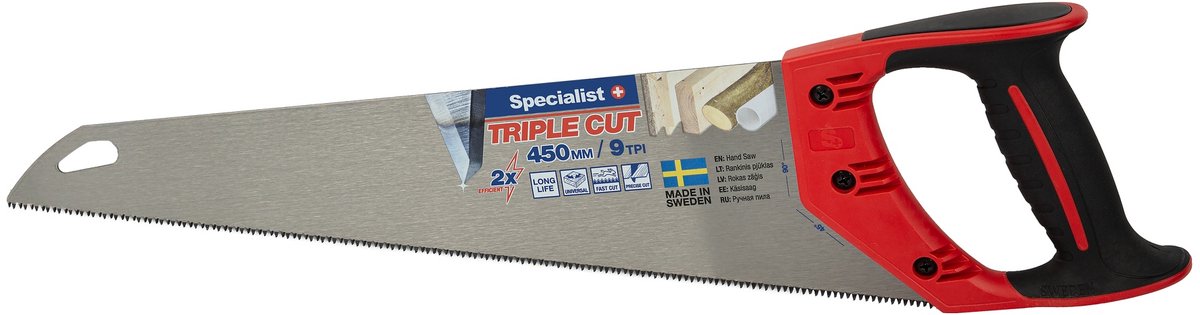 SPECIALIST+ Handzaag voor hout TRIPLE CUT 450mm 9TPI - Made in Sweden!
