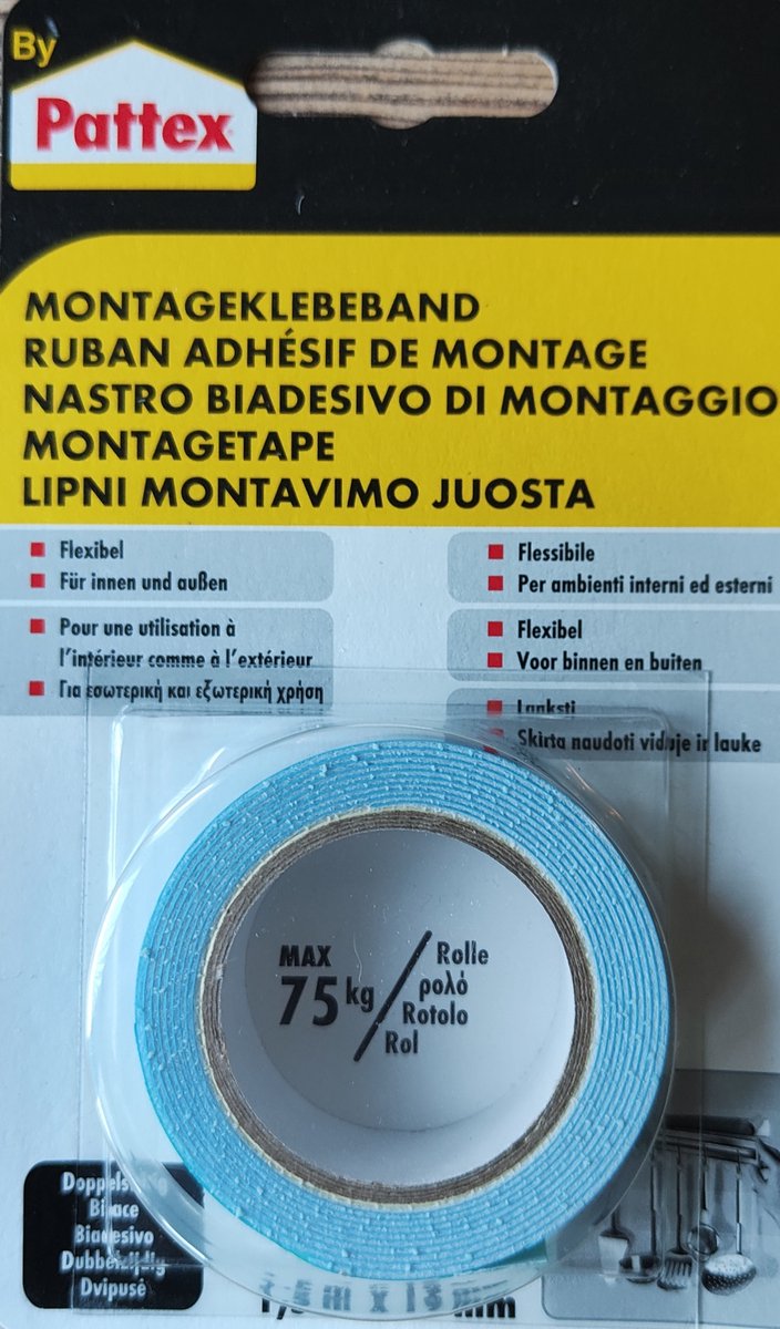 Pattex Montagetape dubbelzijdig - 1,5 m x 19mm