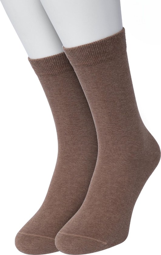 Bonnie Doon Basic Chaussettes Femme Marron Taille 36/42 - 2 paires - Chaussettes Basis en coton - Coutures lisses - Panneau large - Excellent confort de port - Ajustement parfait - Lot de 2 - Multipack - Solide - Marron - Noisette - OL834222.26