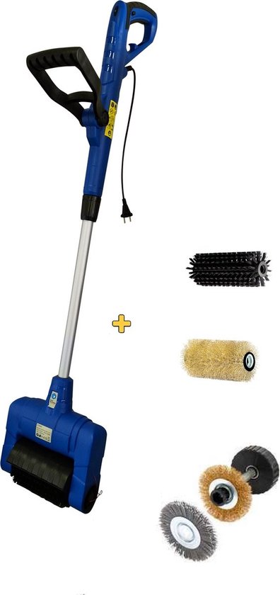 Foto: Borg dt3005 universele elektrische oppervlakte en voegenreiniger multibrush kopere borstel voegen borstel onkruidborstel terrasreiniger terrasschrobber inclusief 4 borstels