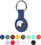 JUALL AirTag Sleutelhanger - AirTag Houder - AirTag Hanger - AirTag Hoesje - Geschikt voor Apple AirTag - Siliconen Donkerblauw