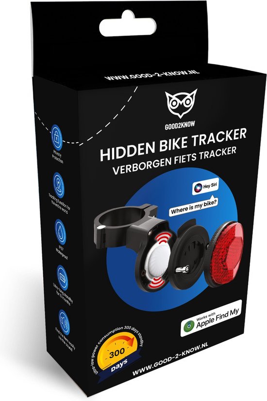 Good2know Gps Tracker Fiets met FindMy tracker – Inclusief Tag – Fiets tracker – Fiets Gps – Geschikt voor Apple – Verborgen als fietsreflector