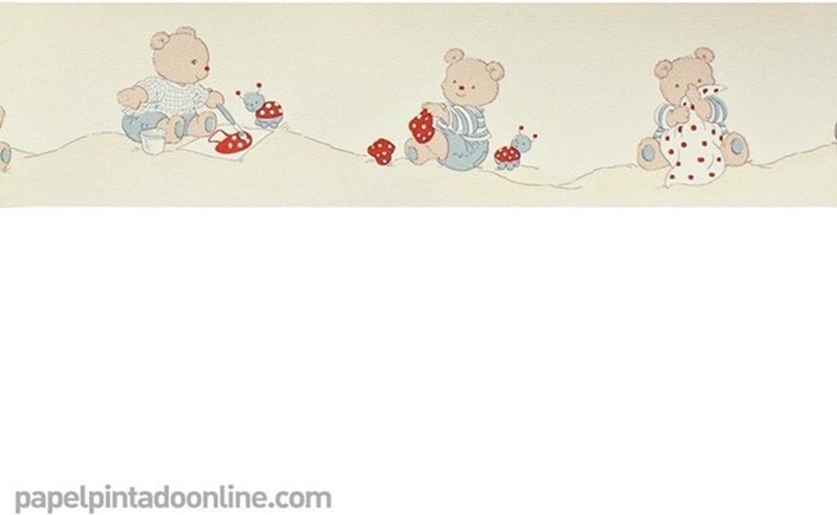 Four Friends - Kinderbehang - Behangrand - Behangpapier - Behang Babykamer - Lieve Beer - 0.13 x 5M.