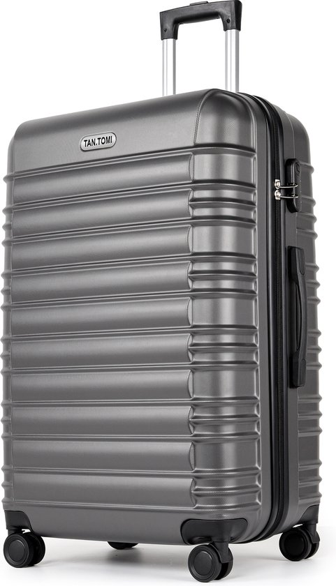 TAN.TOMI Koffer 95L Handbagage Ruimbagage - Cijferslot - Reiskoffer - Trolley Koffer met Wielen - Ddonkergrijs