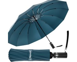 NovaQ Stormparaplu Opvouwbaar met Beschermhoes - Grote Paraplu 110 CM - Forrest Green - Automatisch Uitklapbaar - Windproof tot 100 KM P/U