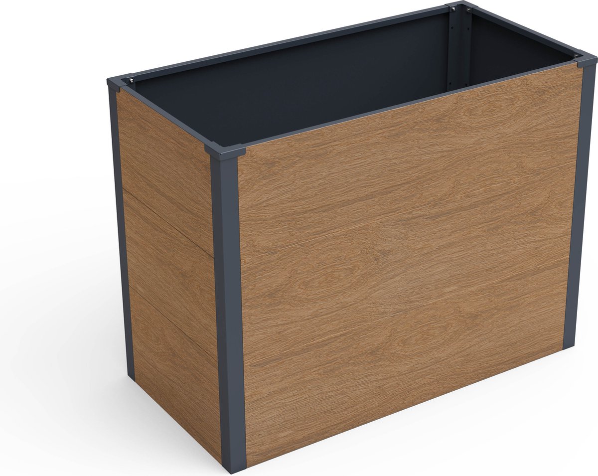 TuinChamp Plantenbak staal houtlook 100 x 50 x 77 cm