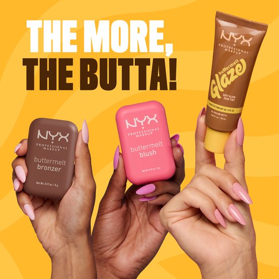 NYX Professional Makeup Fond de teint Vanilla Bean Butta Buttermelt Glaze - Tenue jusqu'à 12 heures - Protection SPF 30 - 1 - 30 ml