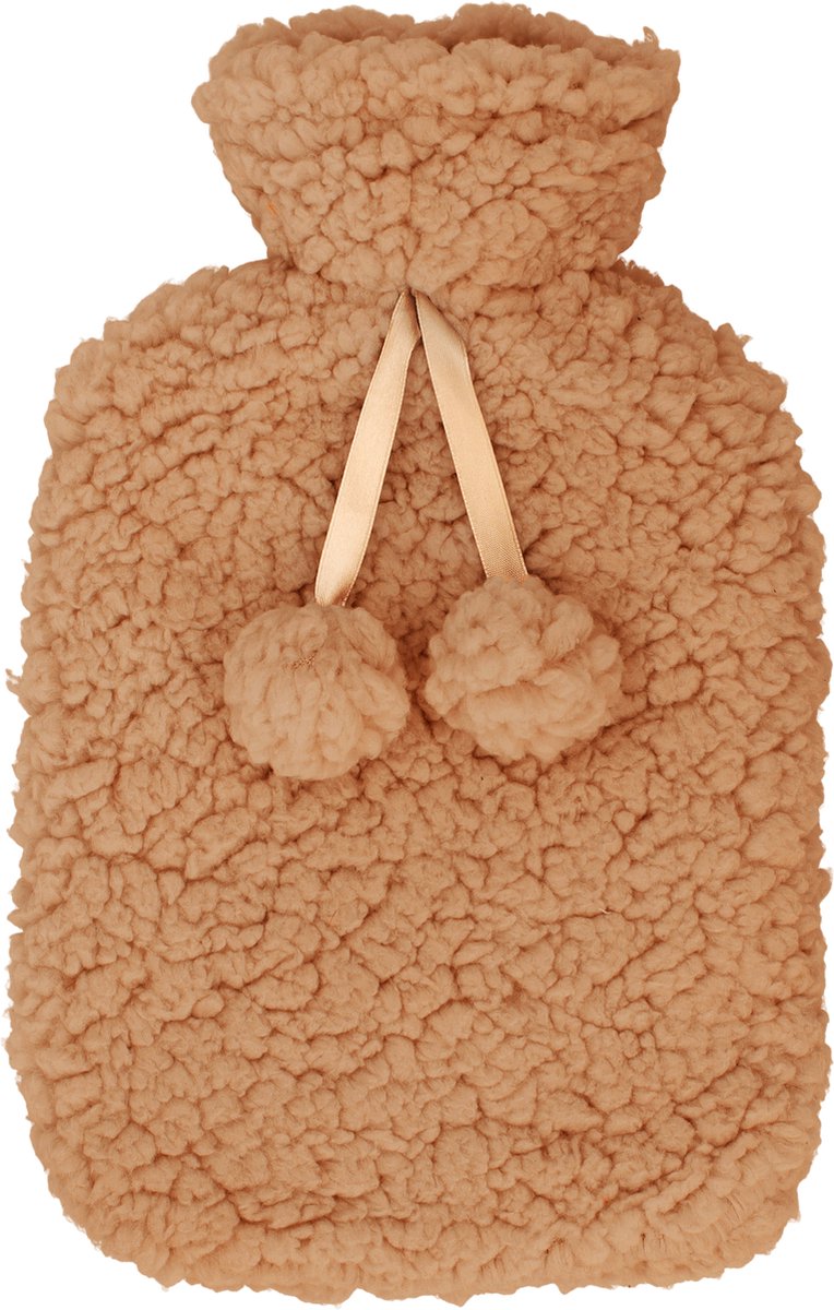 Kruik met Teddy Hoes 29x17x4 cm - Warmwaterkruik - Warmtekruik - Warmte Kussen - Bruin - Deluxa