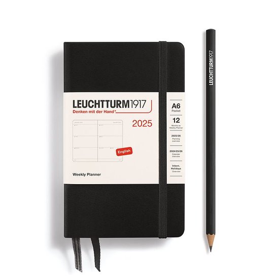 Leuchtturm1917 A6 Pocket Weekly Planner 2025 hardcover Black